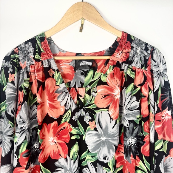 Reformation Floral High Low Midi Caftan Dress Size Small Flowy Lightweight - Picture 5 of 9